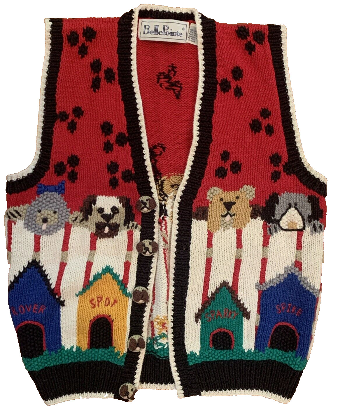 Belle Pointe Dog Vest Knit Sz S Vintage Dog House Sweater