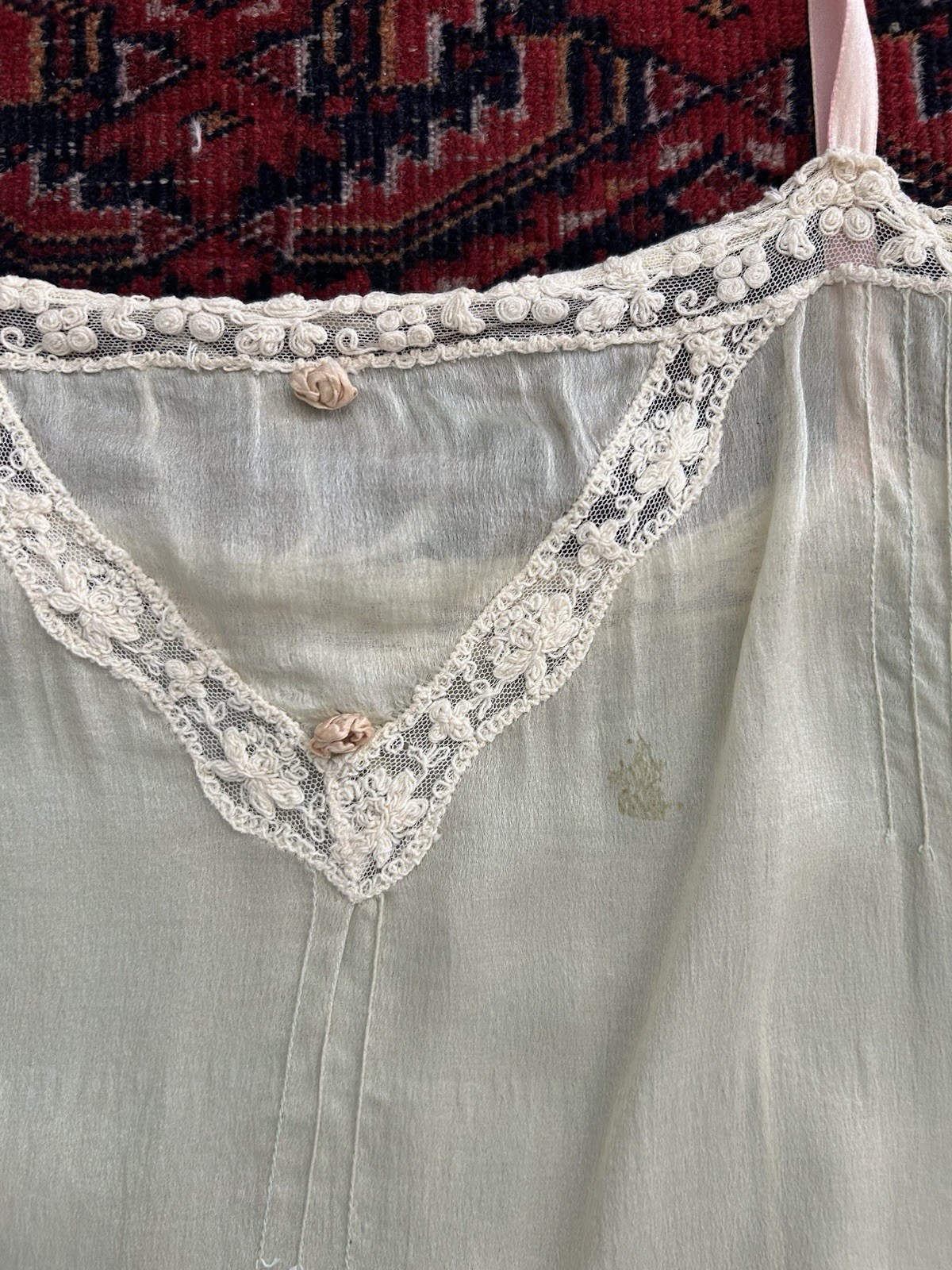 Sea-foam Green 1920’s Silk Teddy / Step-in. Antique Lingerie.