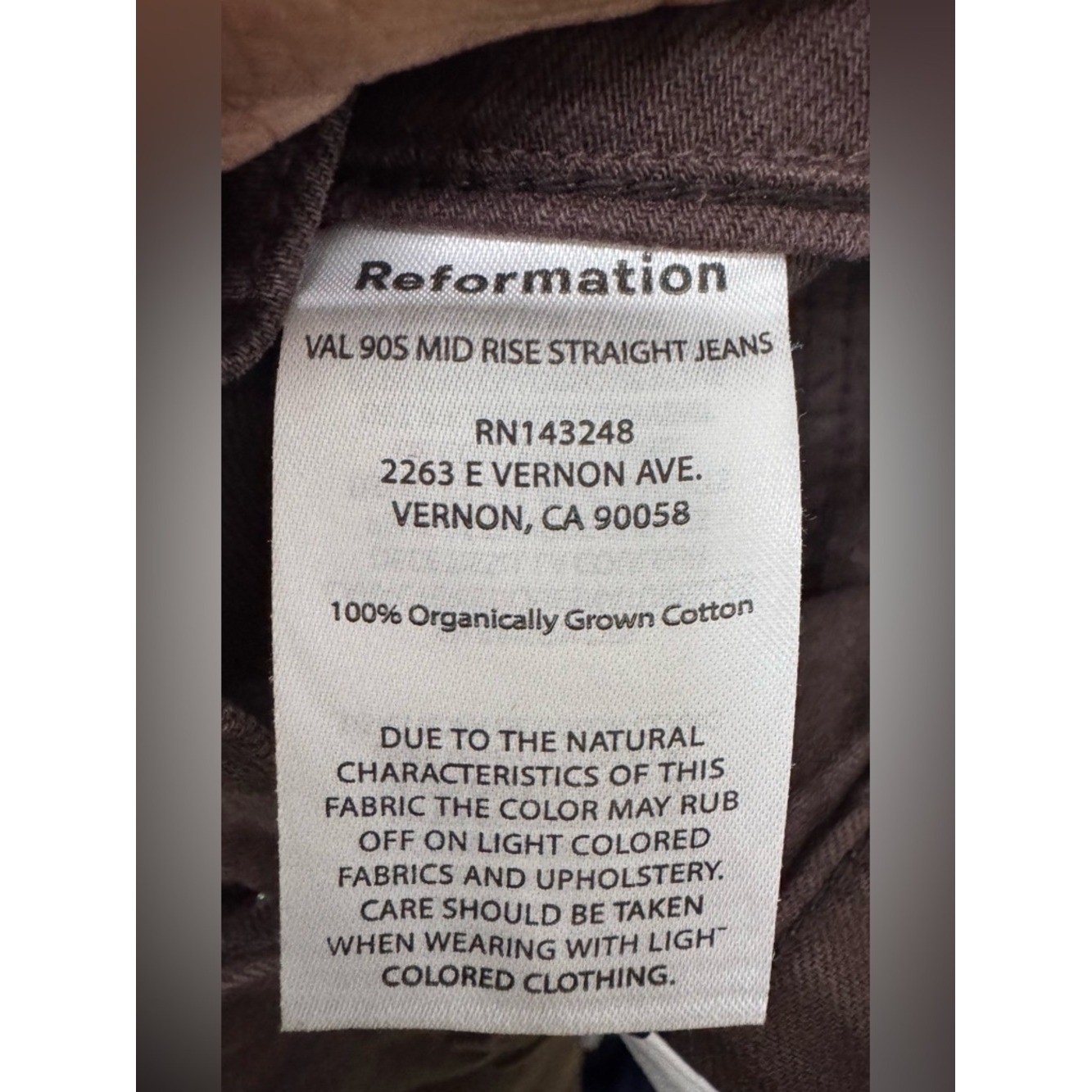 Reformation Val 90s Mid-Rise Straight-Leg Jeans Chocolate Brown Womens 26