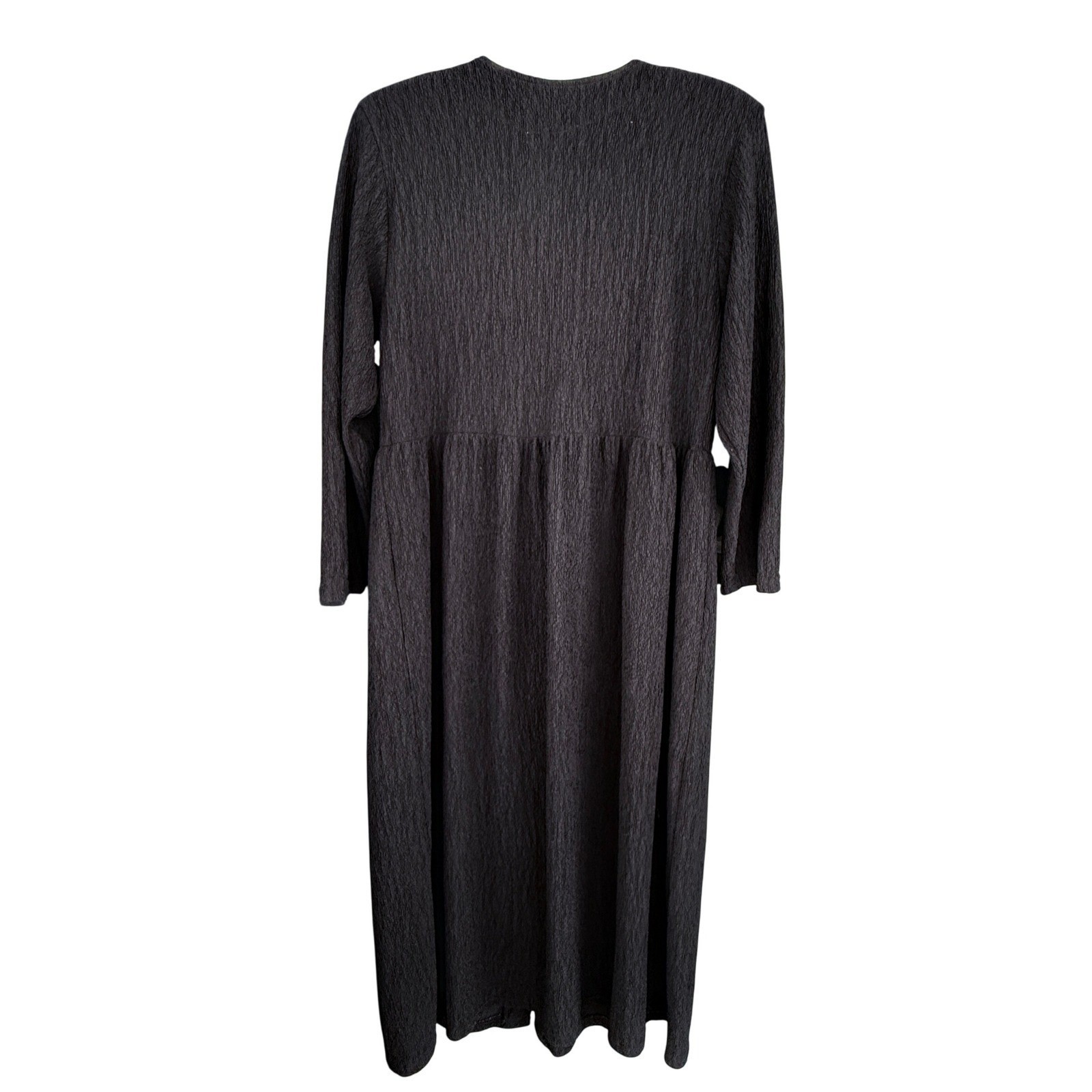 A3 Maxima Dress Sunburst Buttons Midi 1990s Vintage Studded Crinkle Black