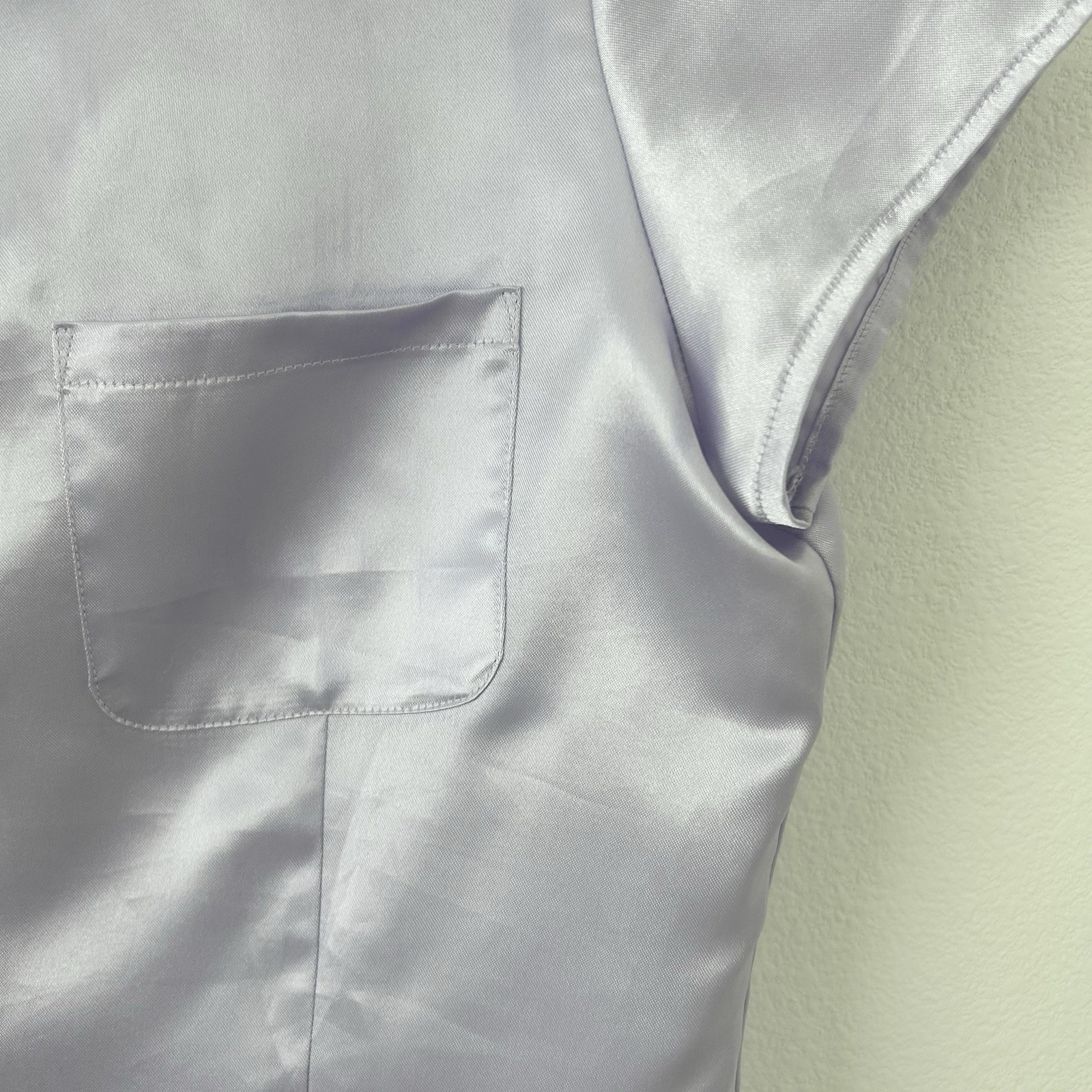 Vintage Amy Byer Lilac Silky Blouse Size S 90s Pearlescent Button Front