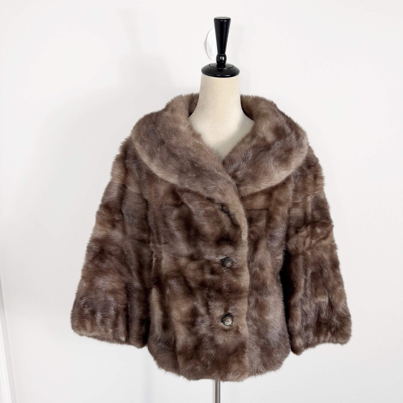Vintage 1960s 70s Fur Genuine Mink Fur Coat Salon Old Money Mob Size S/M