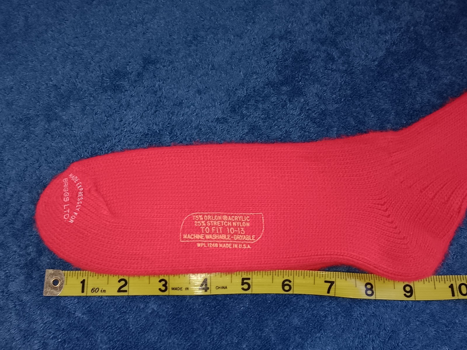 1970s Vtg Red Sox 10-13 Orlon Acrylic Nylon Size 10-13 USA BRIGGS LTD NWT NOS
