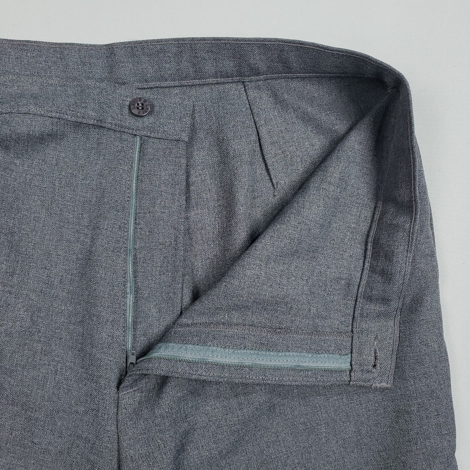 Vtg 70s Levis Bend Over Pants Women 34 Gray Polyester Slacks High Rise Waisted