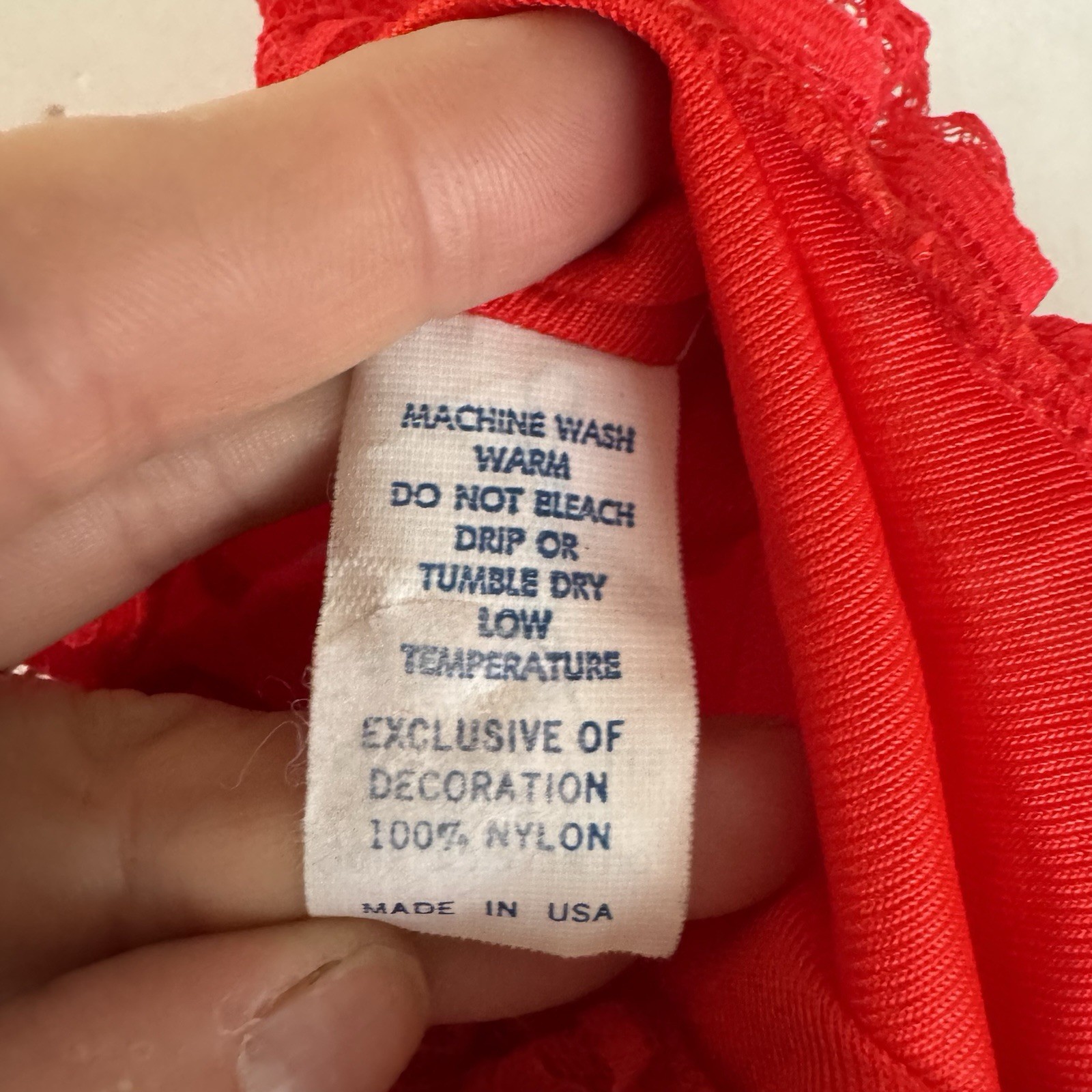 VTG 70’s JCPenney Lace Lingerie Bodysuit Size S Red Nylon Made in USA B6