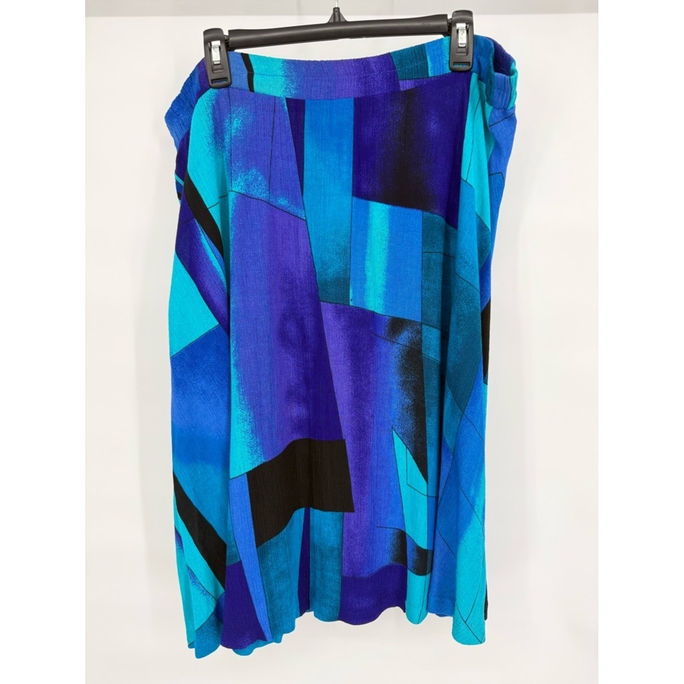 Sharon Anthony Abstract Midi Skirt Flowy Geometric Print Vintage USA 16W Bold