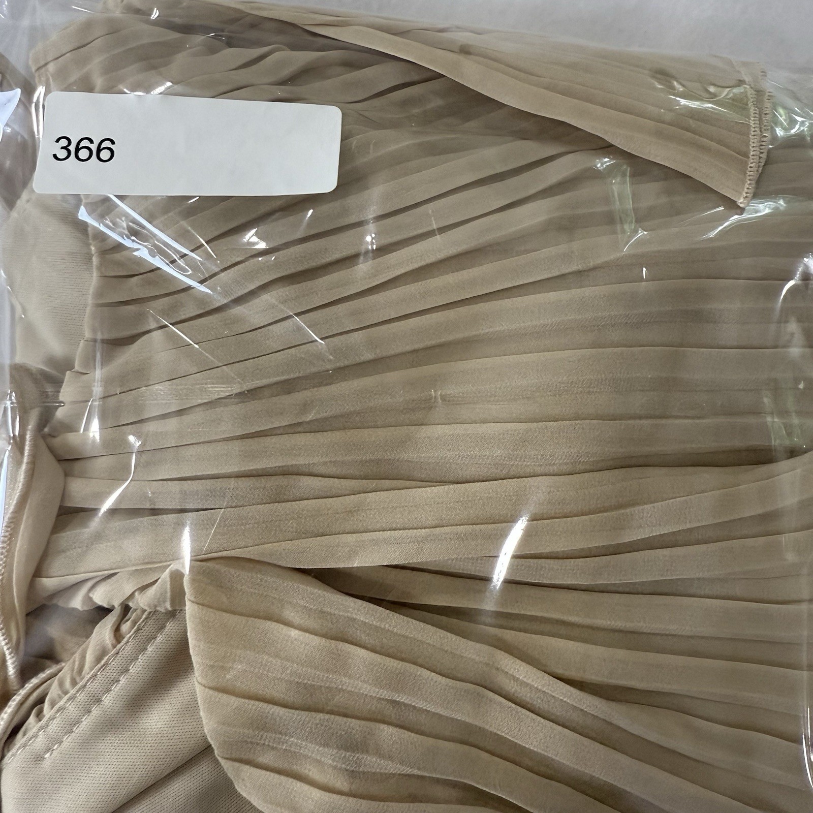 Vintage Nude Accordion-Pleated Chiffon Dress Sz 8 Wedding Guest Minimalist Chic
