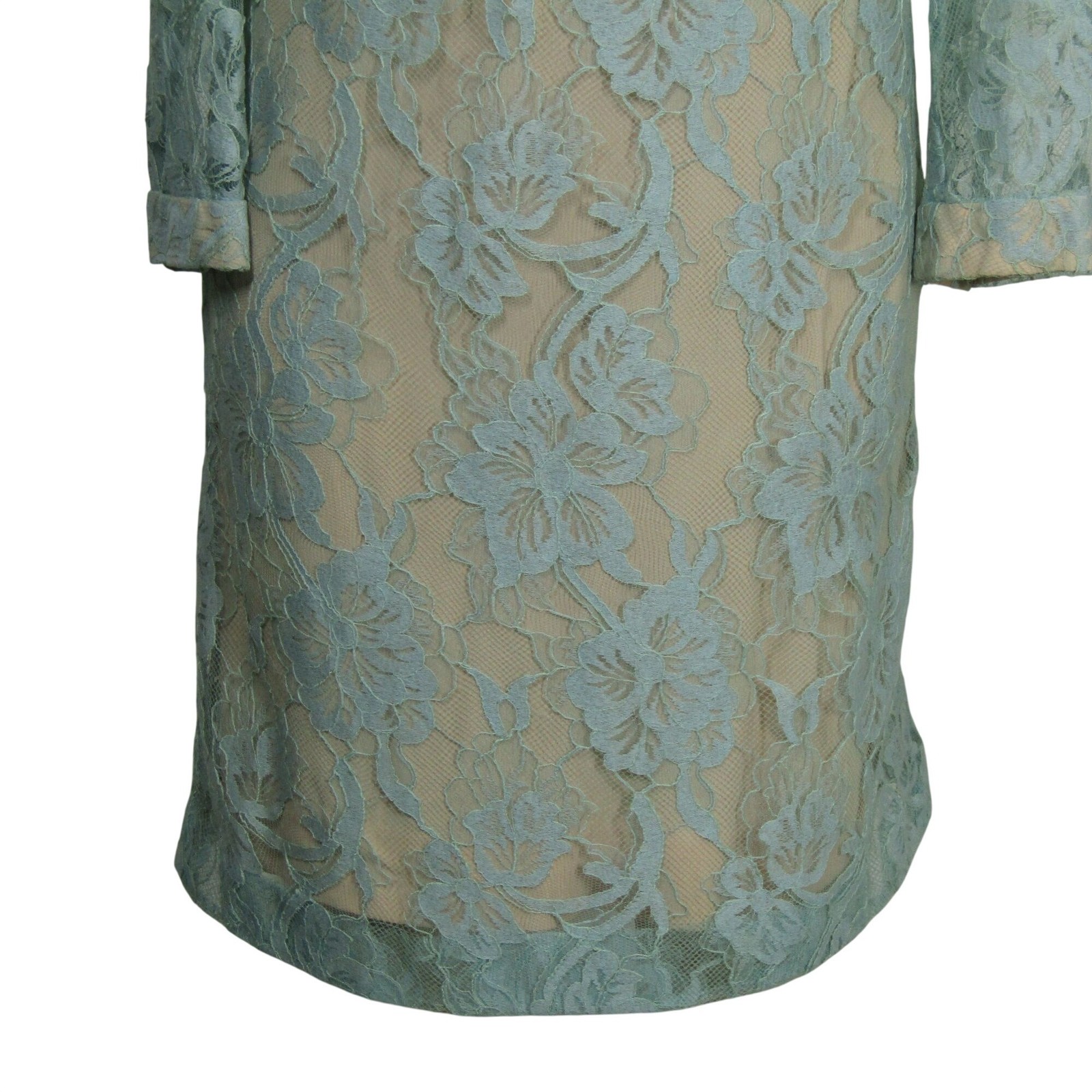 VTG 60s 70s Lace Illusion Shift Party Dress Mad Men MCM Mod Elegant Retro M