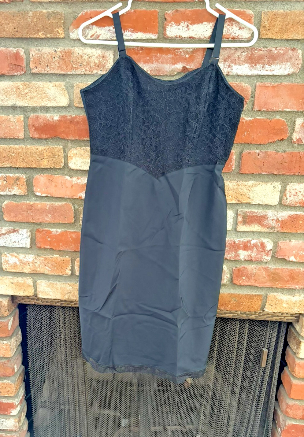 Elegant, Vintage 1980s Black Taffeta Slip (Dress) with Side Zipper, Size 38