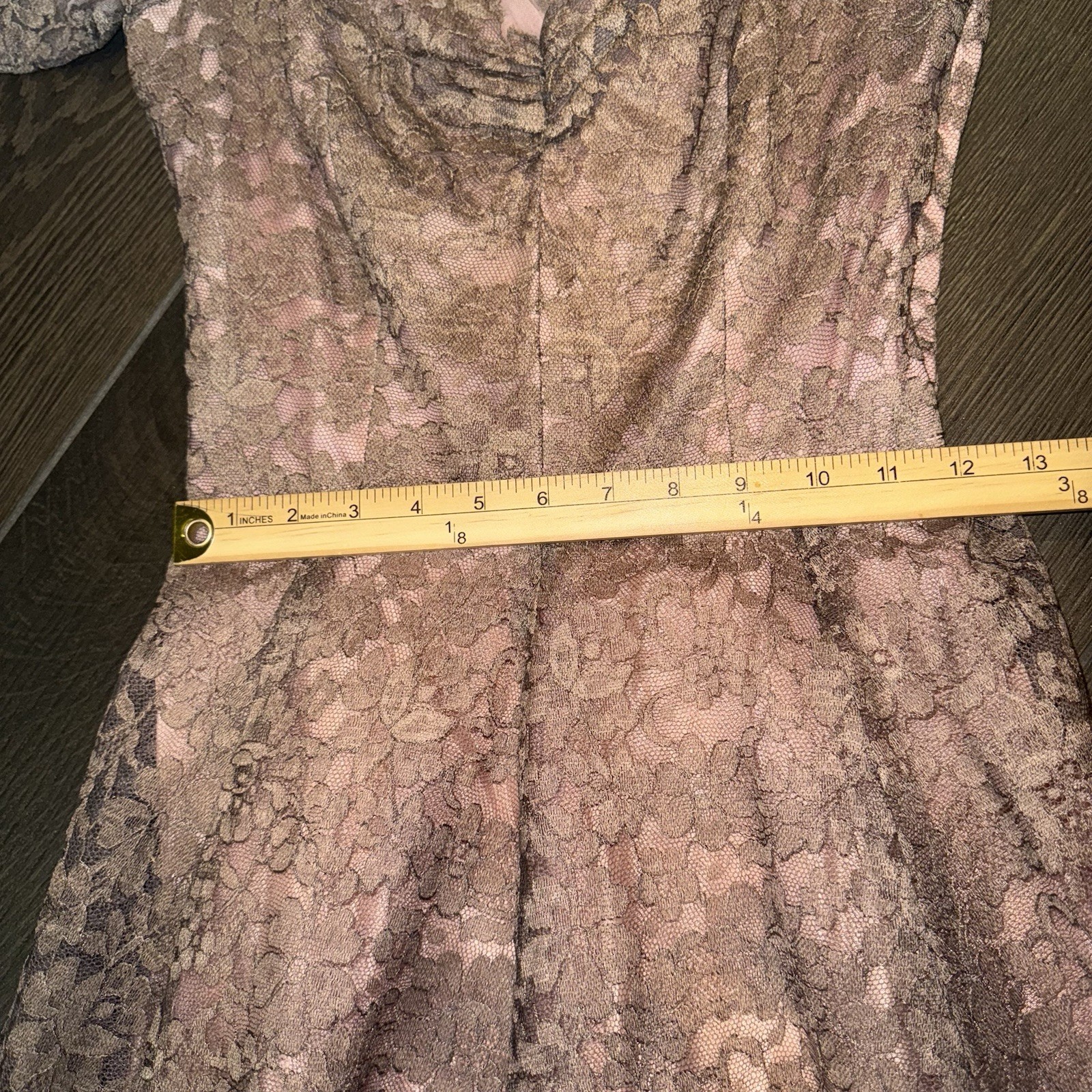 Vtg 1950s Emma Domb Pink Lace Party Dress Tea Fit & Flare Illusion Size XS *read