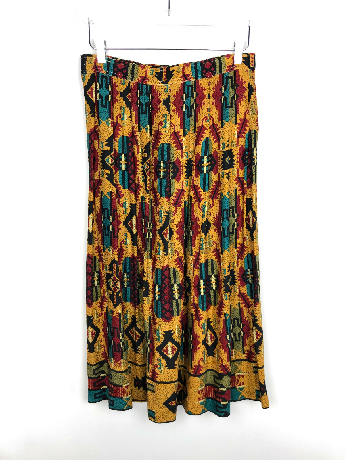 Vintage 90s Midi Skirt Worthington Southwest Western Tribal Aztec Pocket Size 14