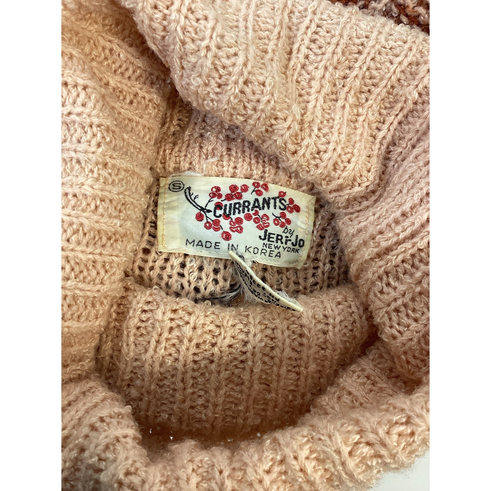 Vintage 70’s 80’s Women’s Girls Sweater Currants Cowl Neck Small Brown Stripes