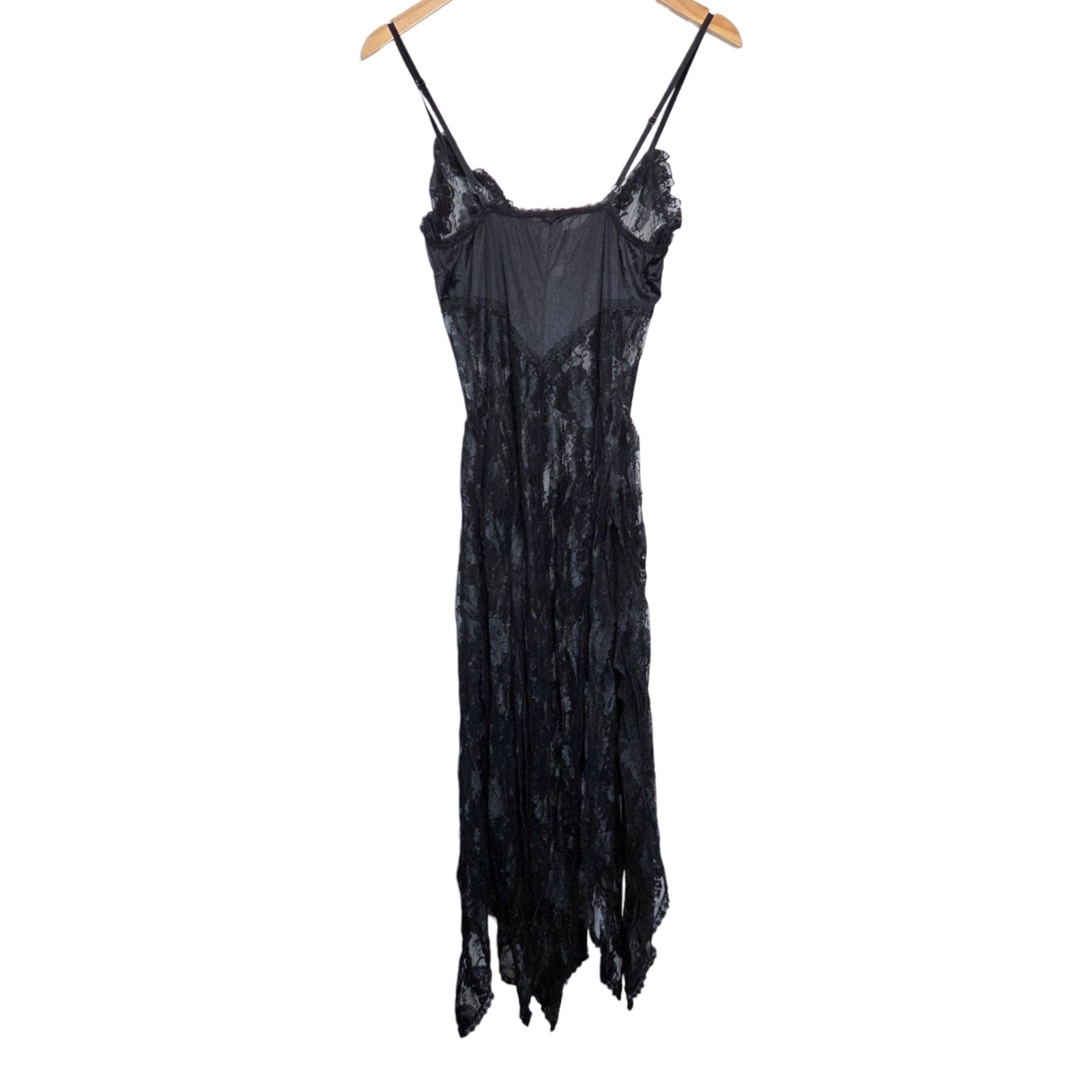 Vintage 80s/90s Black Lace Lingerie Top Dress Detachable Sleeves Coquette Goth S