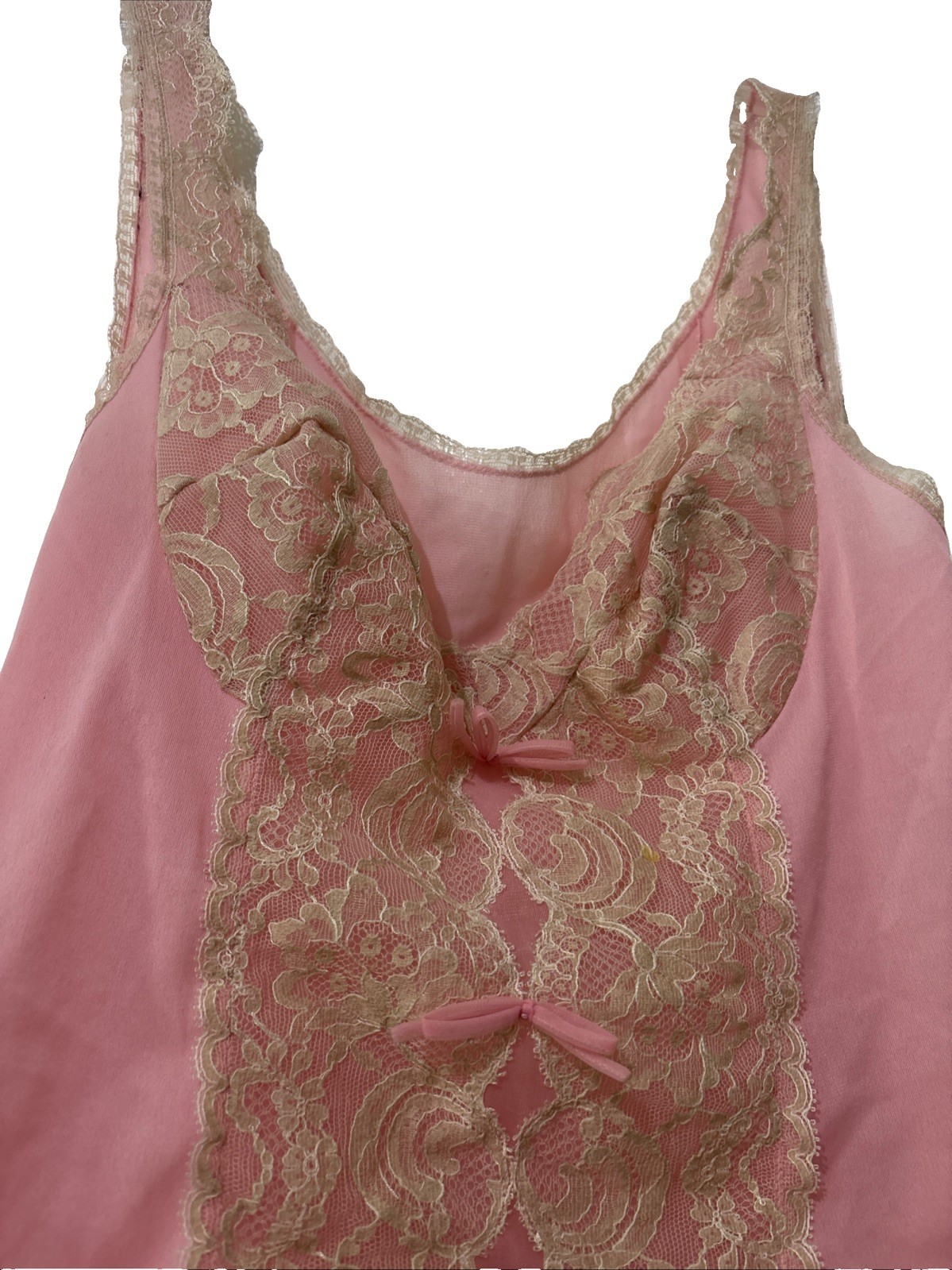 Vintage Hollywood Vassarette Lace Camisole Pink Tank Top Crepelon Size 34 *Read