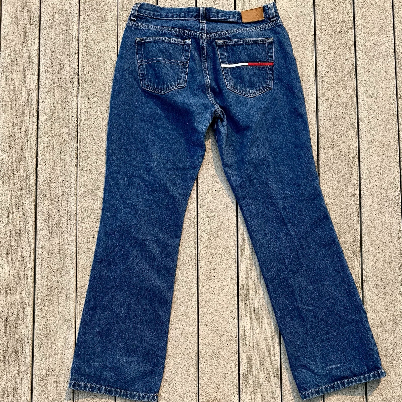 VTG Y2K 90s Tommy Hilfiger Women Sz 6 Denim Jeans Boyfriend Flag Pocket Boot Leg