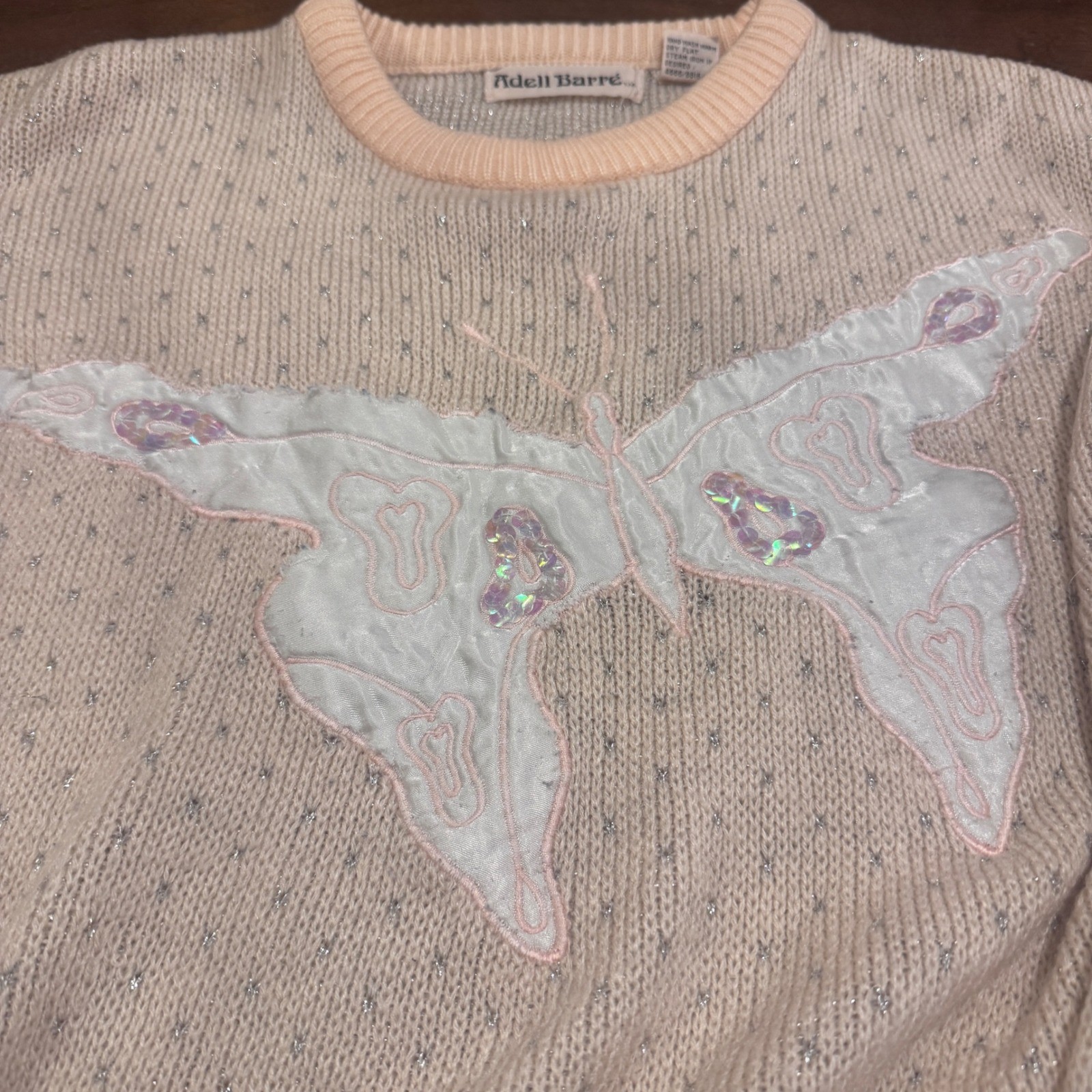 Vintage Fairy Whimsy Sequin Metallic Embroidery Butterfly Sparkle Sweater Ladies