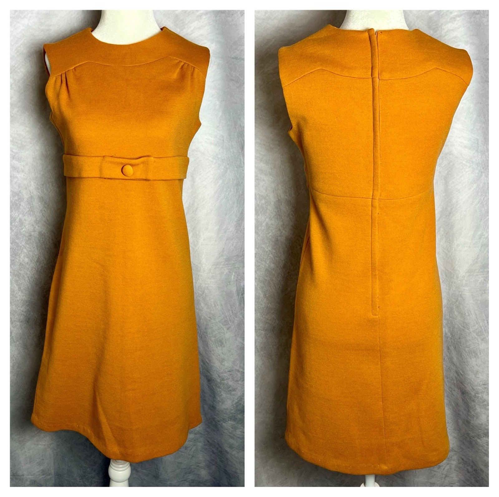 Vintage 1960s Mod Robbie Rivers Orange Double Knit Virgin Wool Shift Dress Sz S
