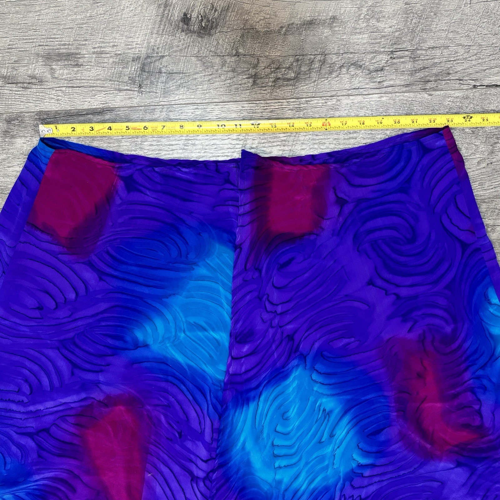 VTG Silk Jacquard Sarong Wrap Coverup Skirt Purple Blue Avant Garde Whimsigoth