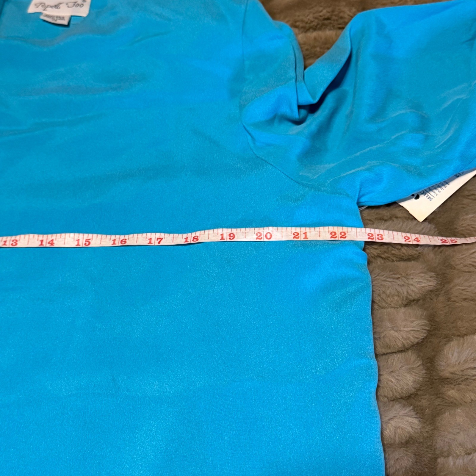 Vintage Papell Too Silk Drop Waist Pleated Dress Turquoise Blue Size 16 NWT