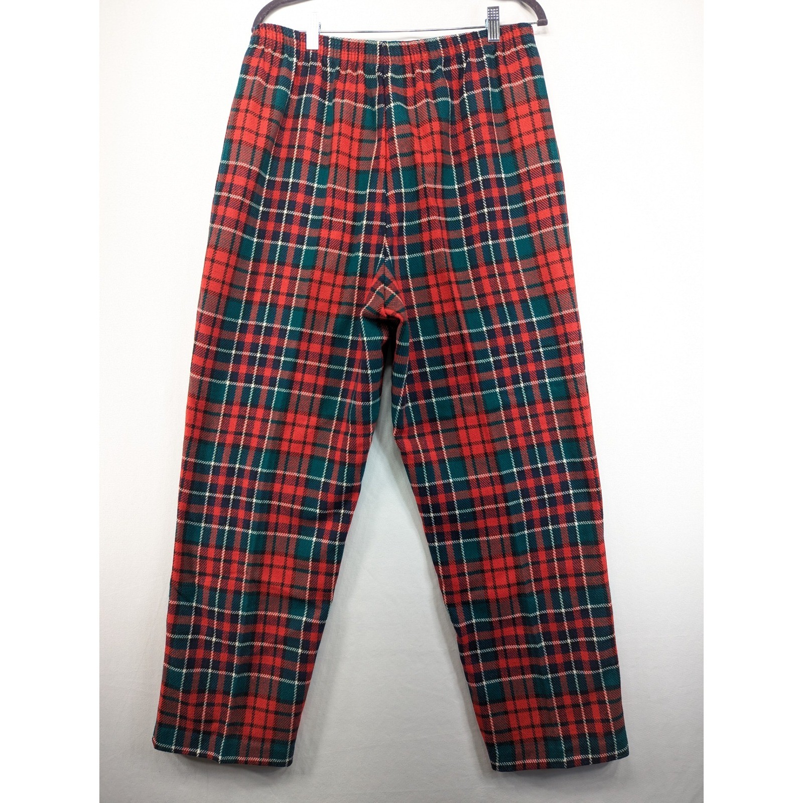 Vintage Blair Plaid Wool Blend Pants Red Green Tartan Elastic Waist Size 16