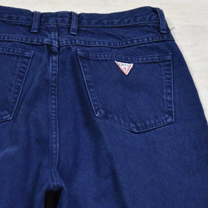 80s 90s GUESS Jeans Navy Blue High Rise Tapered Leg VTG 1990s