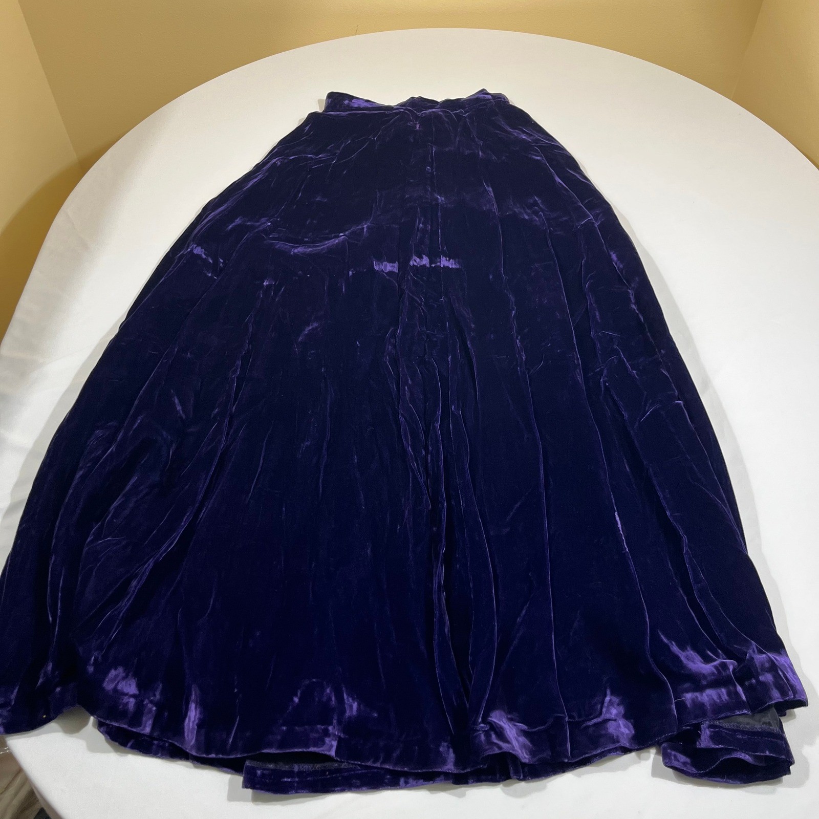 Velvet Maxi Skirt Women Size 25″ Waist Purple Vintage Long Full Goth
