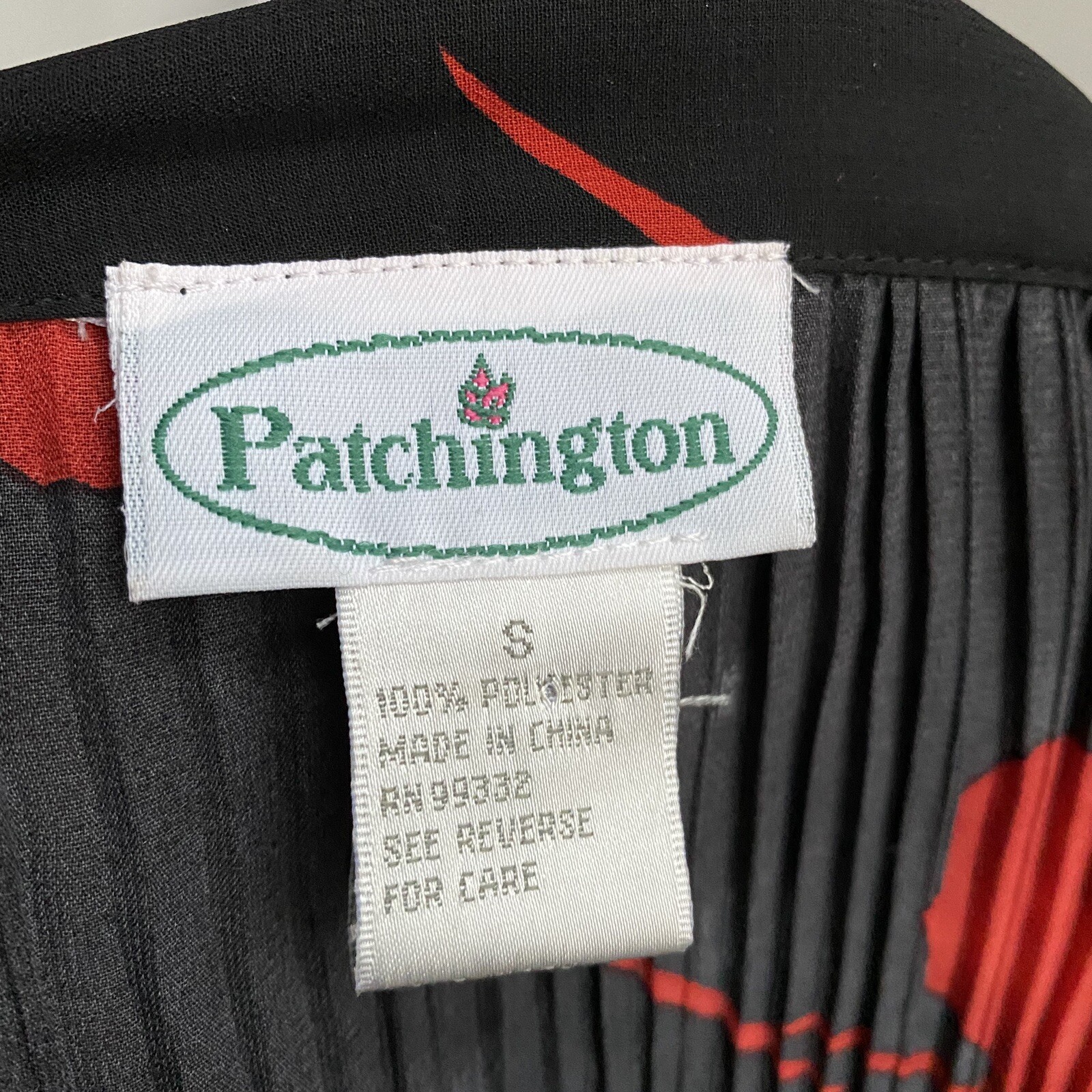 Patchington Vtg Womens Small See Through Top Black Red Button Up Shirt Floral E7