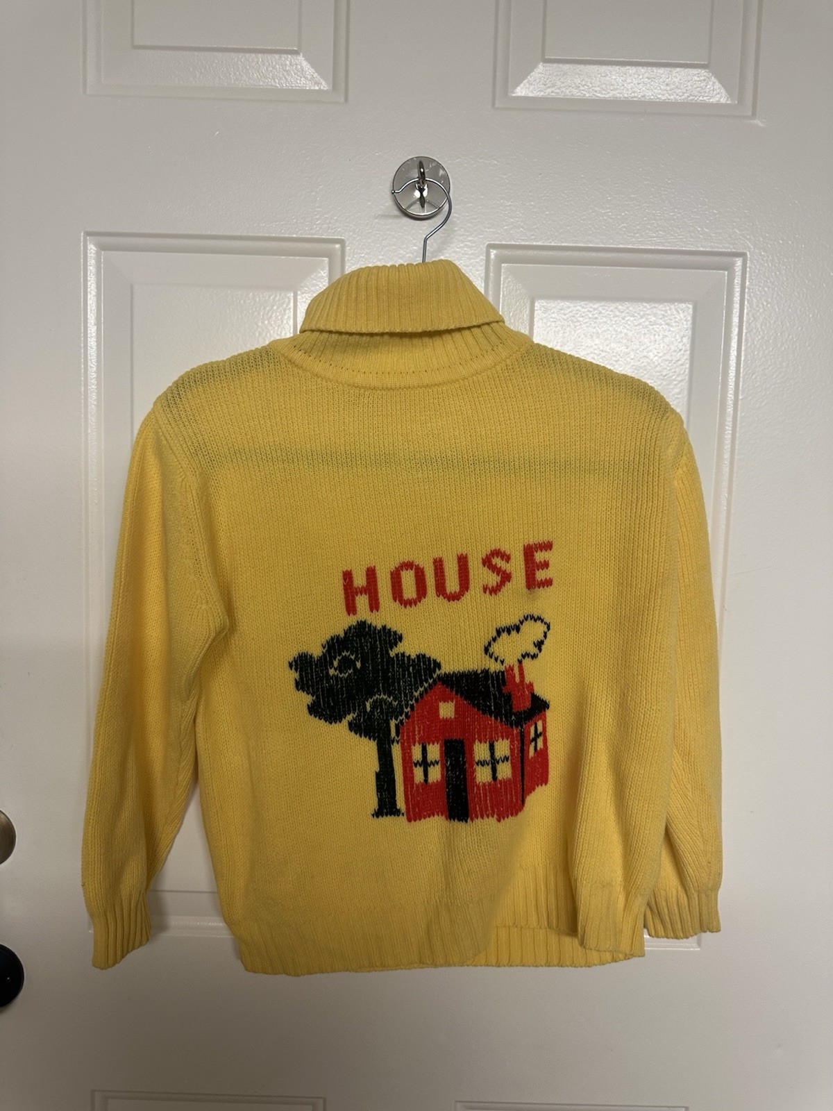 VTG 70s 80s Fashioned Imports Yellow Turtleneck Sweater Graphic House Novelty