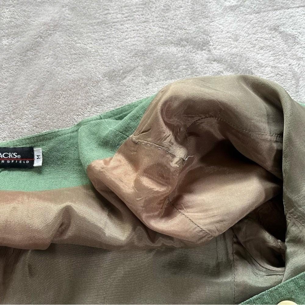 Vintage 90s Blazer Women M Green Patchwork Nautical Coastal Grandma Art Teacher