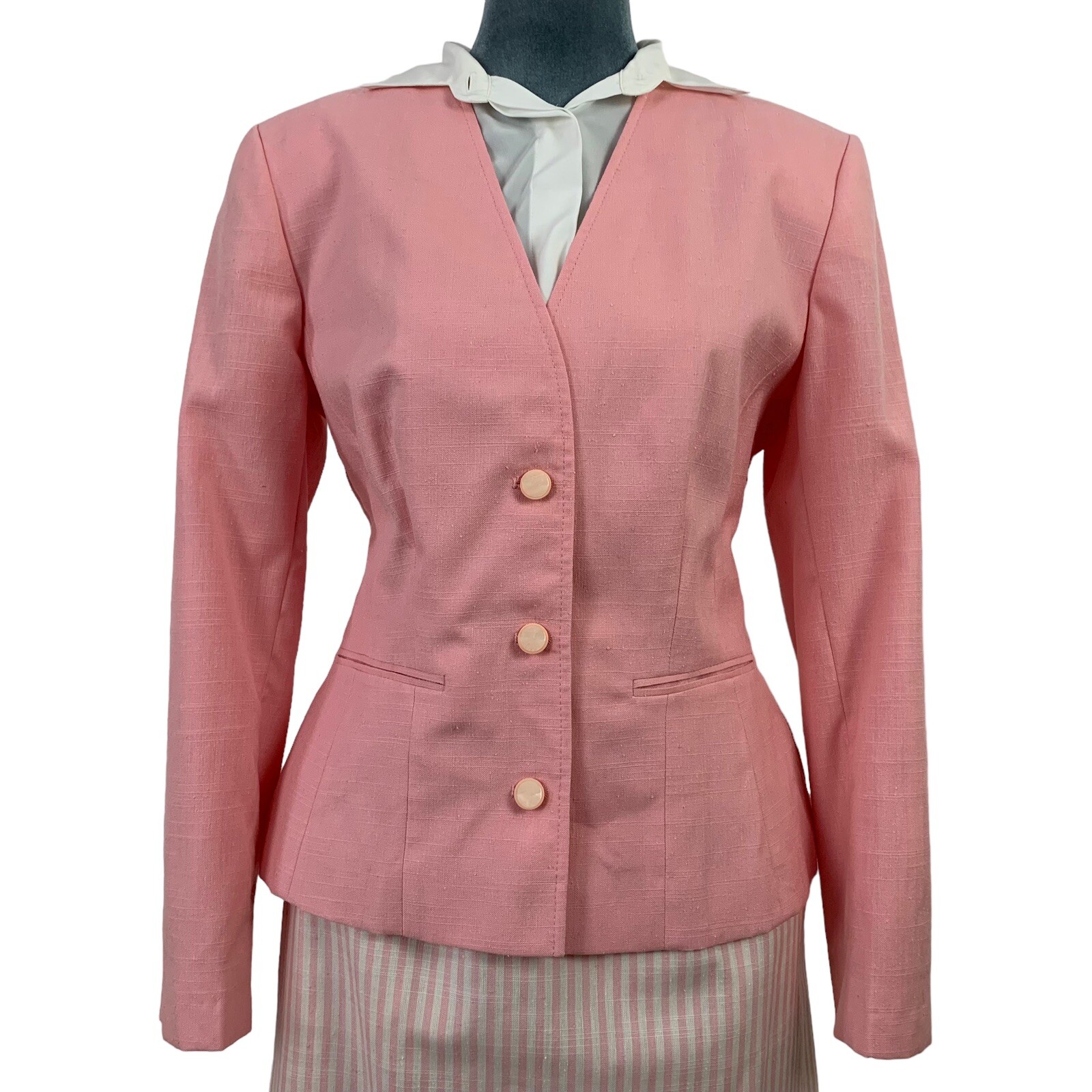 Vintage 80s Pendleton Womens Small Silk Blend Pink Office Siren USA Made