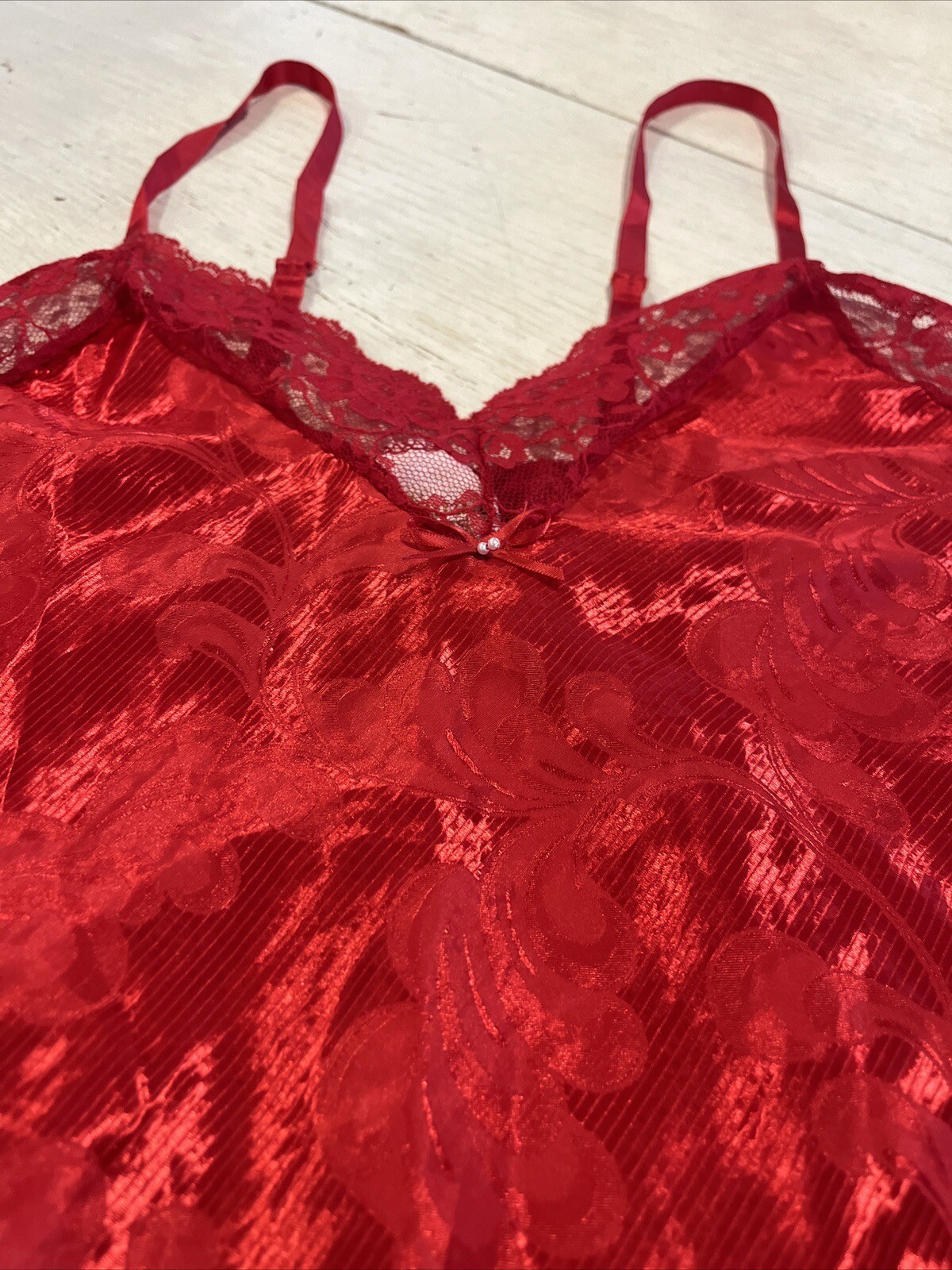 Intimate Moods body suit Women’s M Red vintage lingerie lace trim Romantic