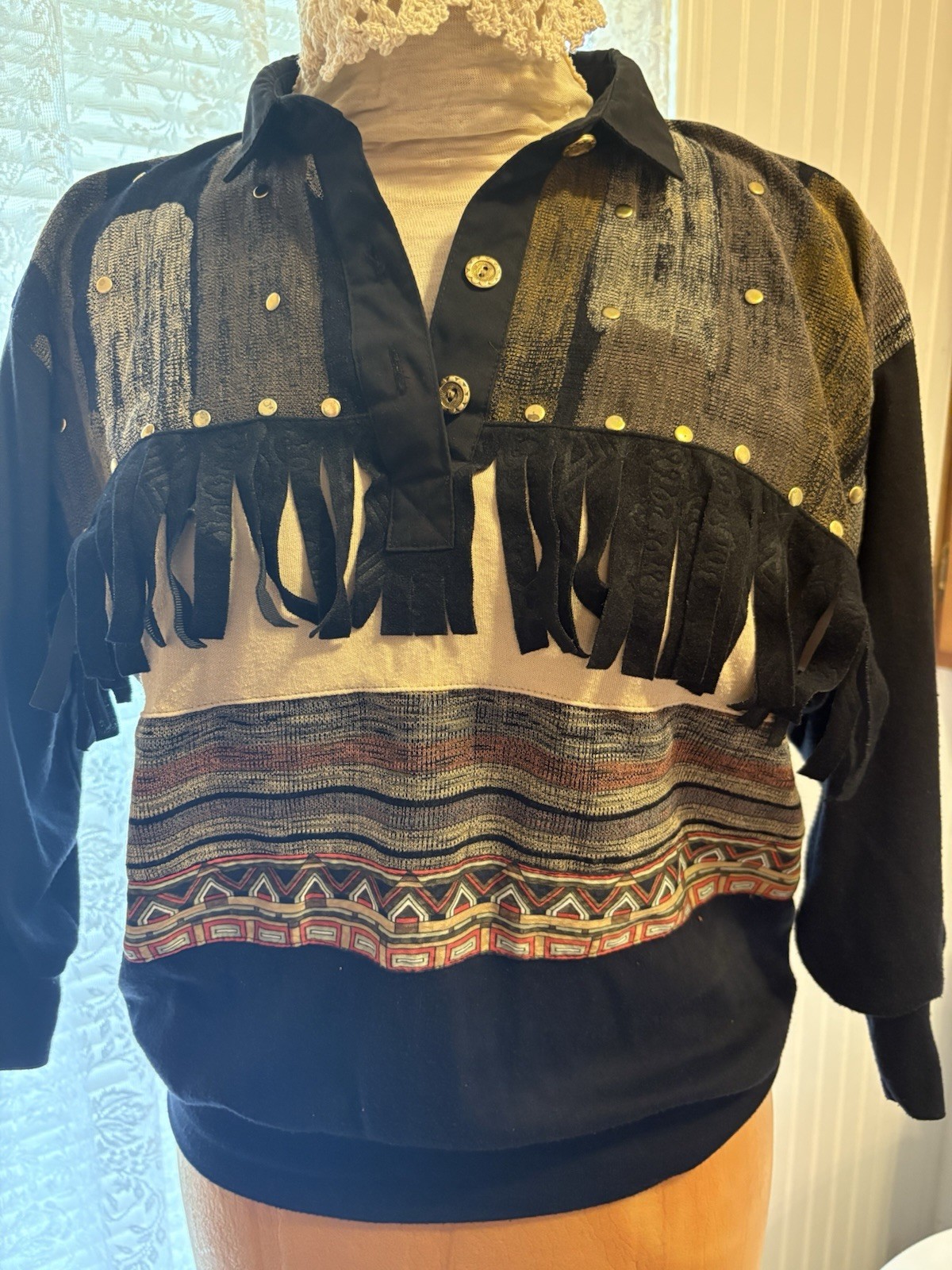 Vintage Bonnie and Bill by holly PM Sweatshirt With Fringe Western