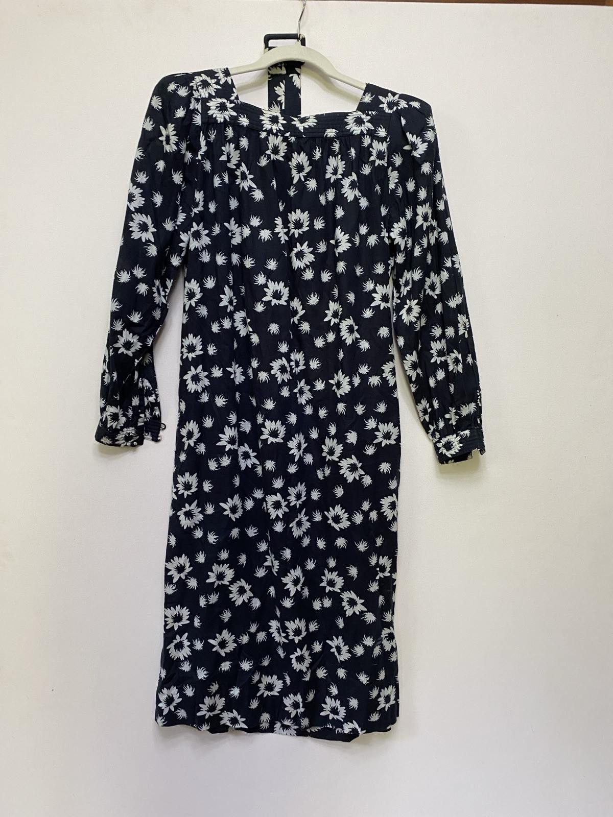 Vintage 80s Stanley Sherman 6 100% Cotton Belted Dress floral square neck