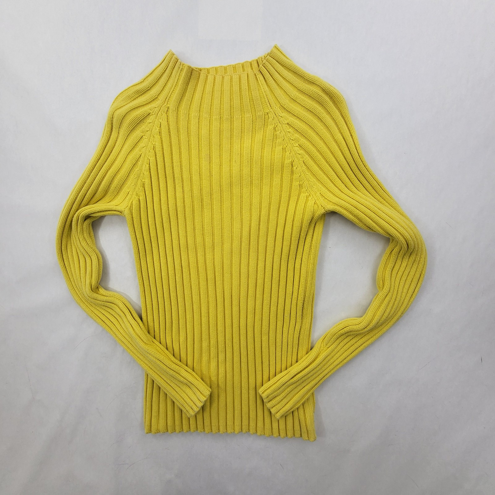 NY&C Cotton Knit Tank Top Mock Turtleneck Scuba Light Yellow Size Med