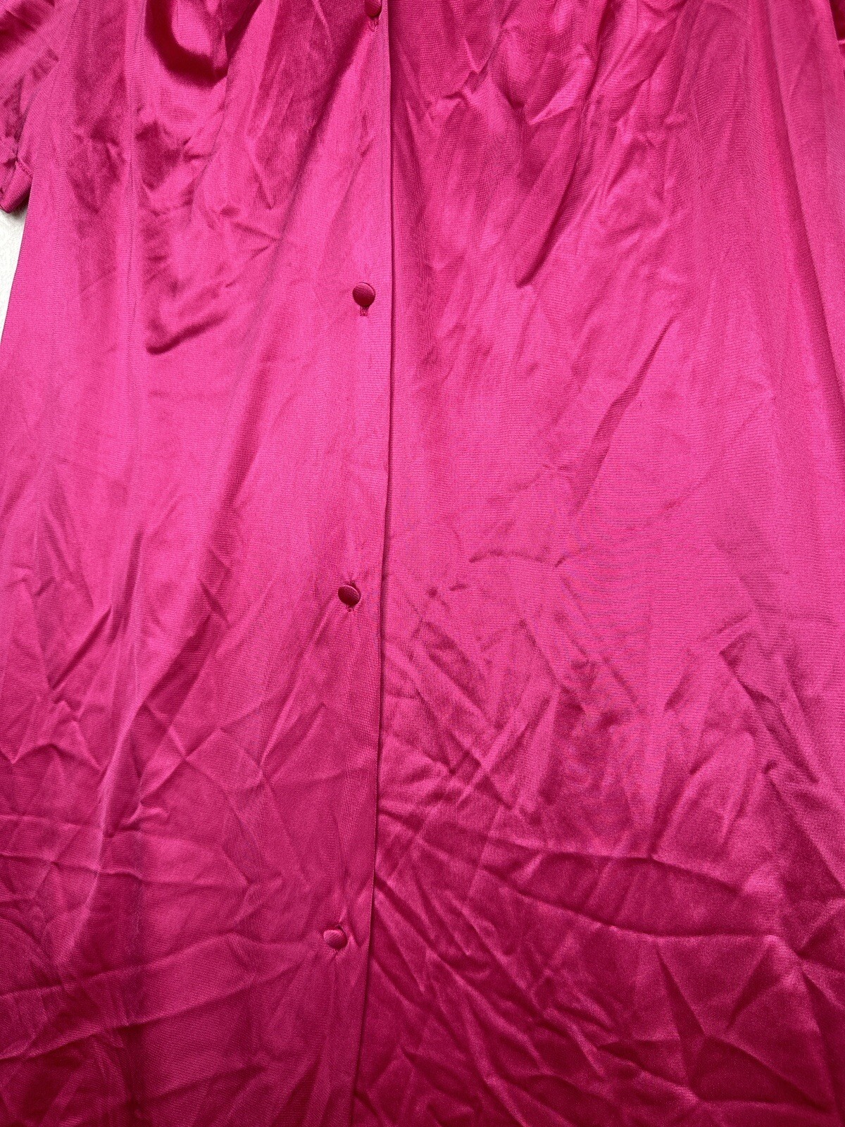 Vintage Vanity Fair Nightgown Size Small Magenta Pink Long Embroidery Button Up