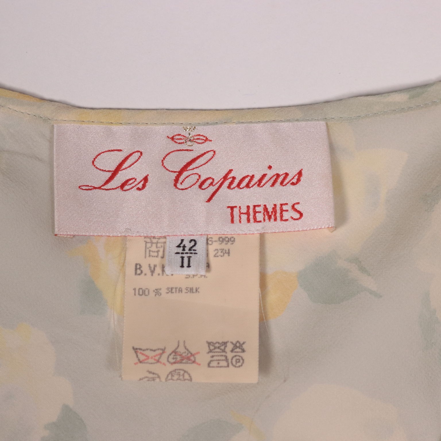 Vintage Les Copains Dress Coloured Silk US Size 12 Italy 1990s