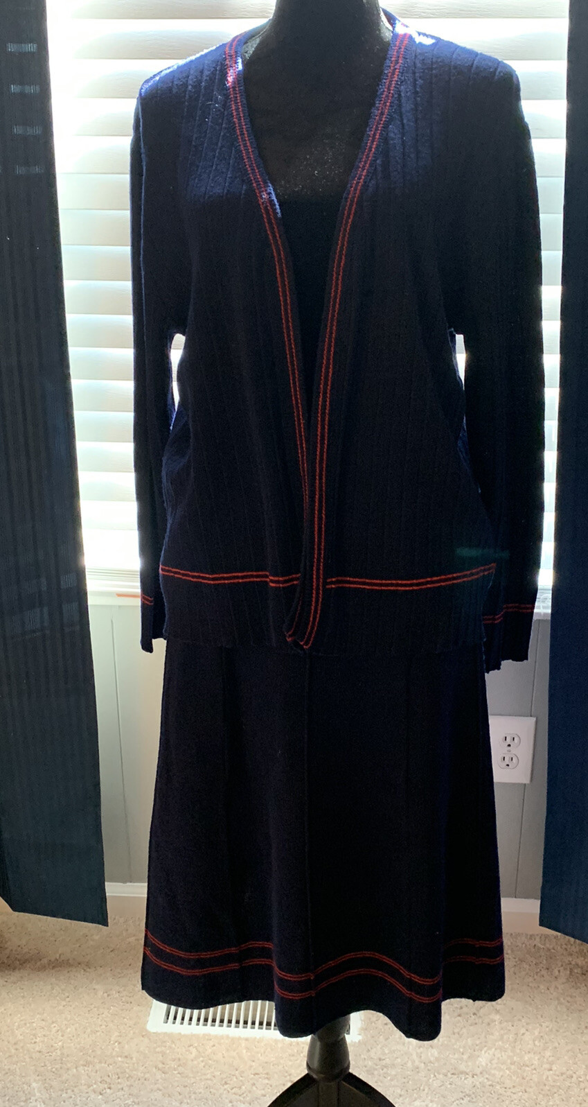 Women’s Blue & Red Sweater And Sweater Skirt
