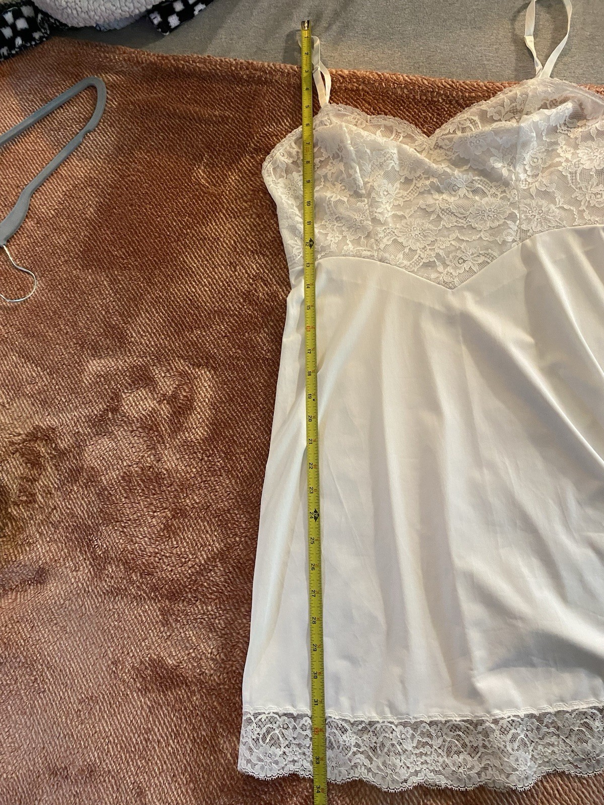 Vanity Fair Vintage Lace Bodice Ivory Mini Slip Dress Size 34 Small VGC