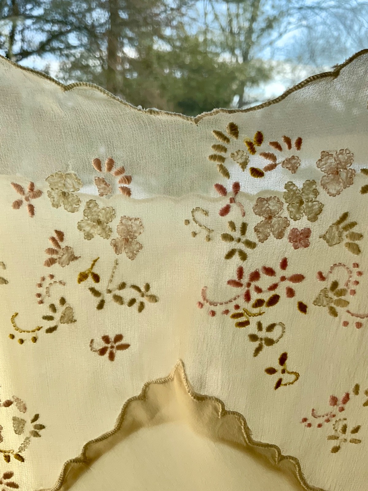 1920s–30s Pure Silk Embroidered Slip Dress-XS