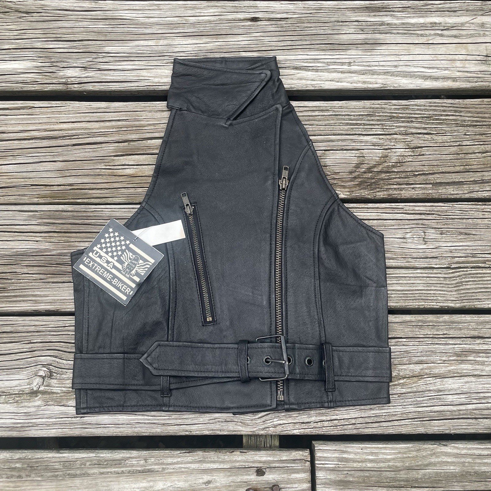 Vtg Leather Biker’s Dream Apparel Tank Top Vest Shirt Glam Rock Goth Shirt M