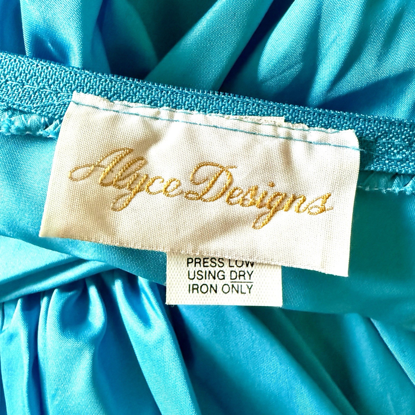 Vintage Alyce Designs 1980s Blue Taffeta Sequin Peplum Prom Dress