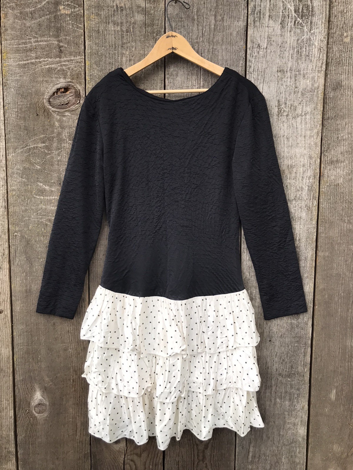VTG 80s Ruffled Drop Waist Long Sleeve Party Dress J.B. Express 11
