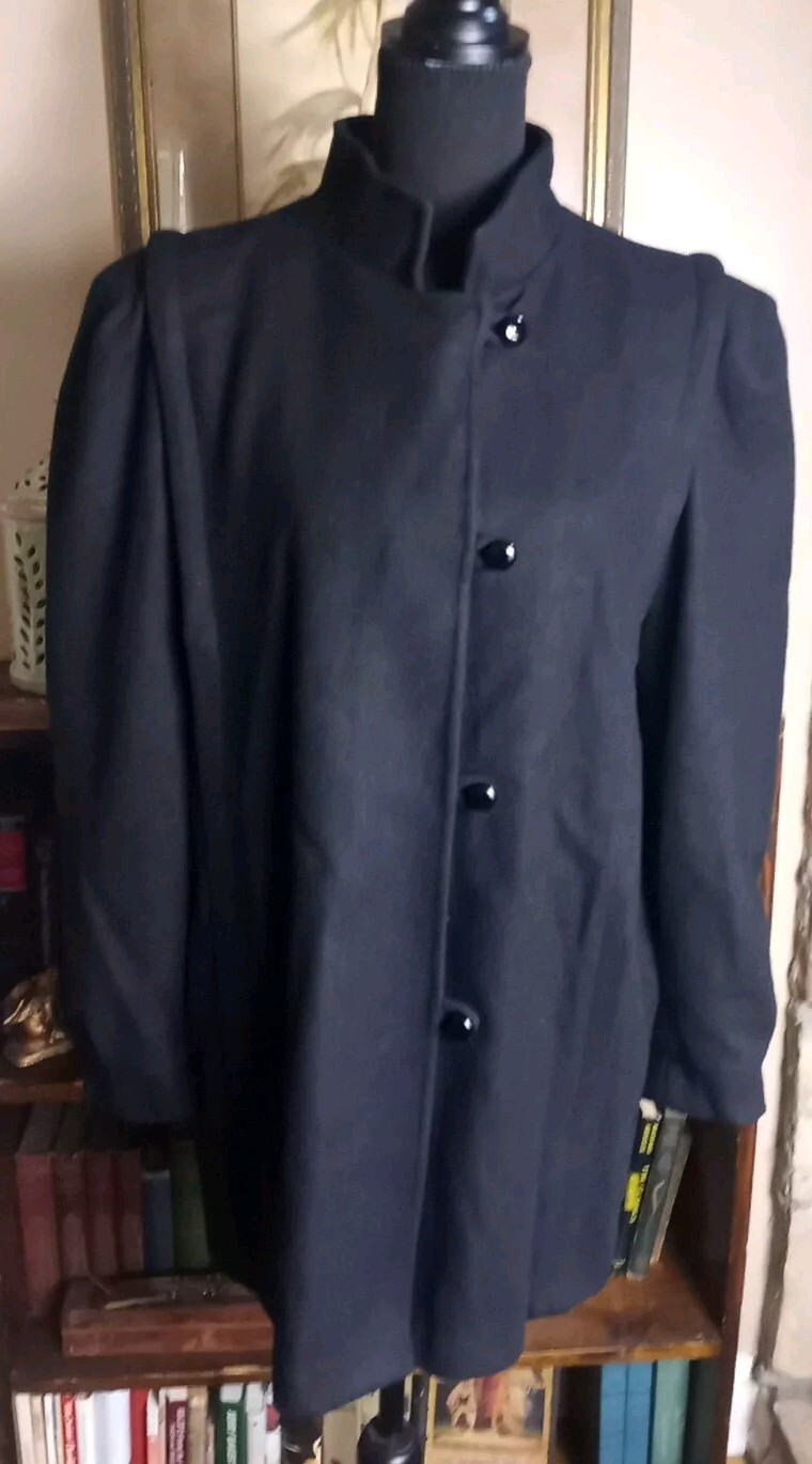 Vintage New York Girl Women’s 13, Black Wool Coat USA Union Made
