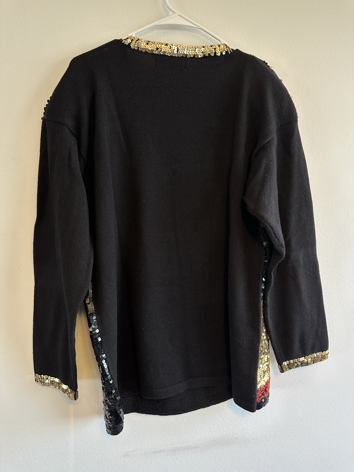 Vintage Sequin Sweater Multicolor Abstract Geometric Pattern Party Pullover