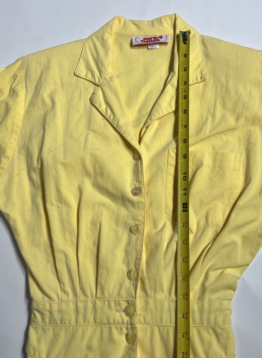 Vintage 70s/80s Betsy’s Things Sz Size 7 USA Made Yellow Jump Suit Jumpsuit