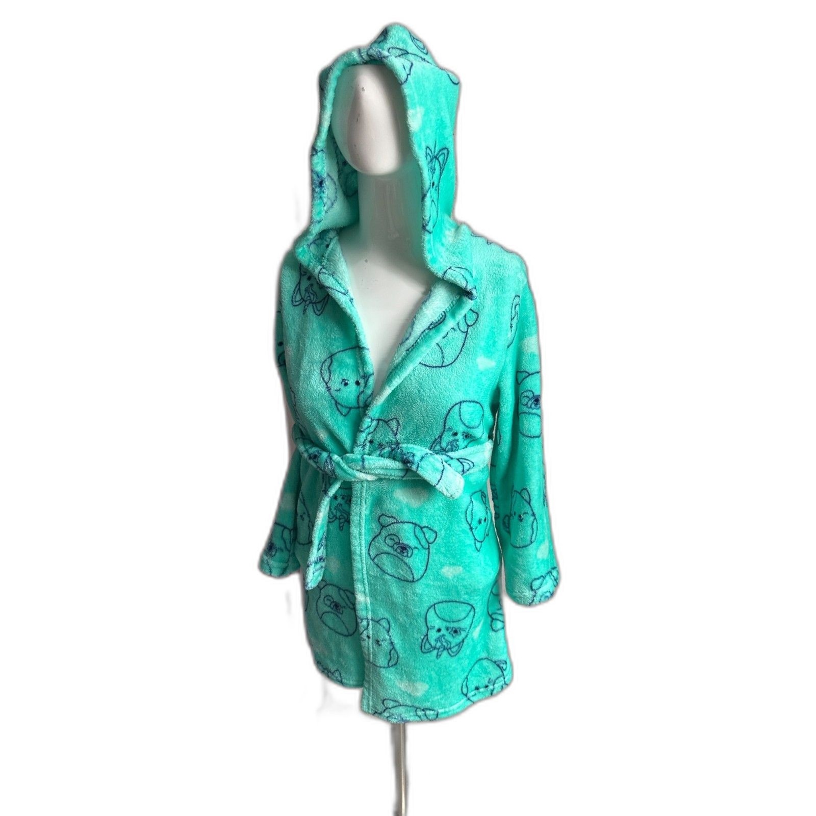 Squishmallow Bath Robe for Kids w/Hood & Cord Pockets SZ M Graphic Robe Green