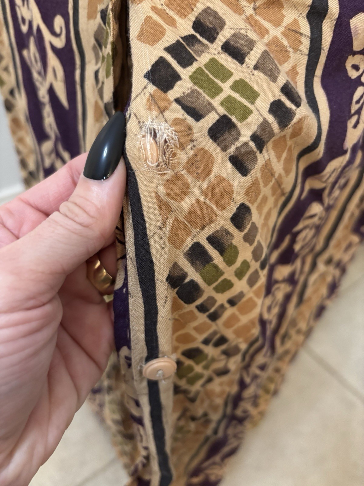 90s Rayon Geometric Print Dress Full Length