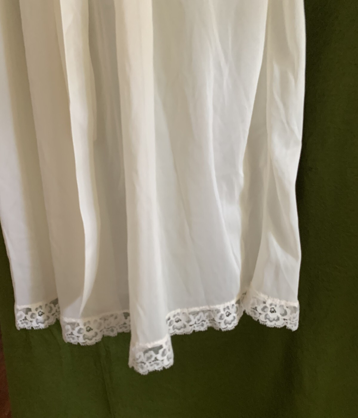 Vtg 60s Nightgown Butter Yellow Nylon Lace Fairycore Satin Ribbon Tie Sz 38