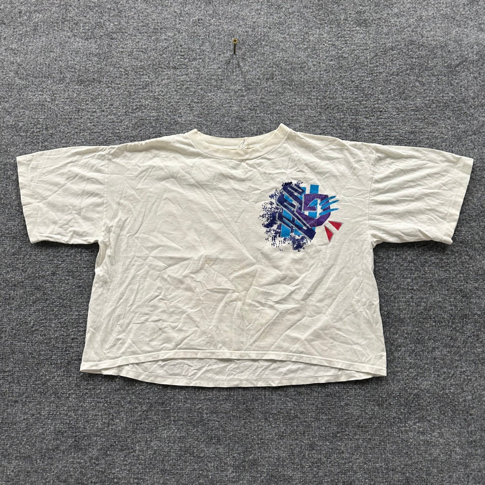 Vintage T-Shirt Womens Size OSFA White Cotton 90s Graphic Cropped