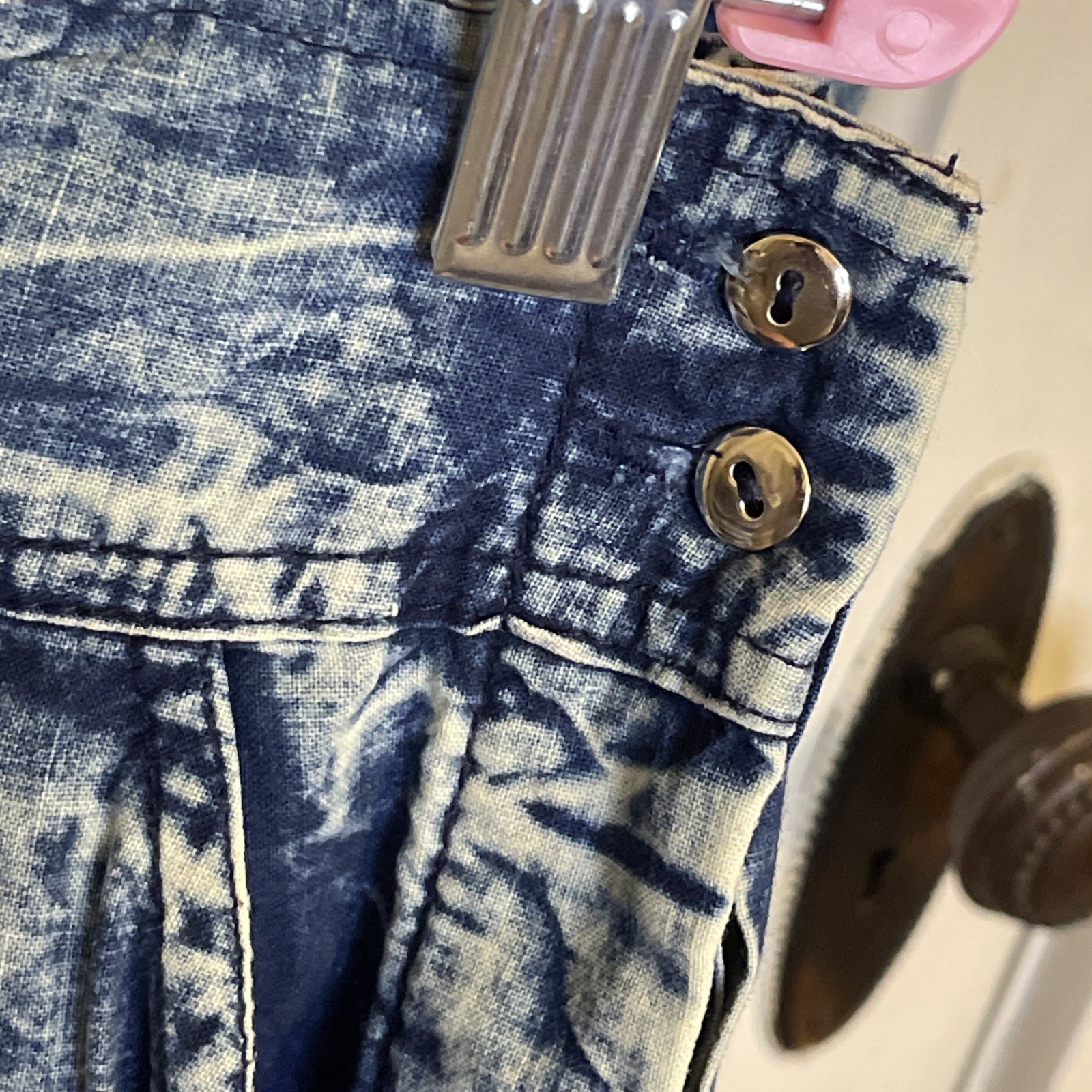 Vintage Acid Wash Denim Outfit Intricate Beaded Floral Embroidery 80s 90s Large